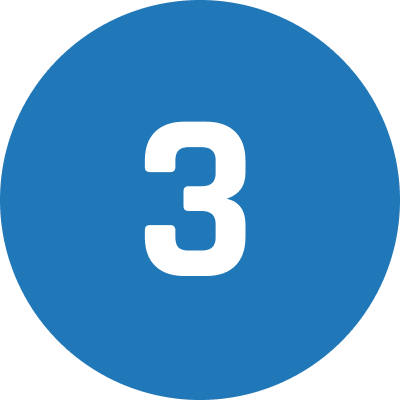 Number three in a blue circle. Number three in a blue circle.