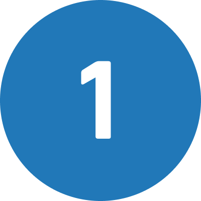 Blue circle with white number one inside. Blue circle with white number one inside.