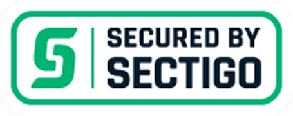 Sectigo security badge with logo and text.